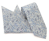 VAN BUCK Liberty Print Cotton Tie & Pocket Square - Katie & Millie Blue