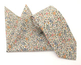 VAN BUCK Liberty Print Cotton Tie & Pocket Square - Katie & Millie Tan