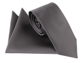 VAN BUCK Satin Wedding Tie & Pocket Square - Gunmetal