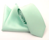 VAN BUCK Satin Wedding Tie & Pocket Square - Mint Green