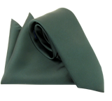 VAN BUCK Satin Wedding Tie & Pocket Square - Forest Green