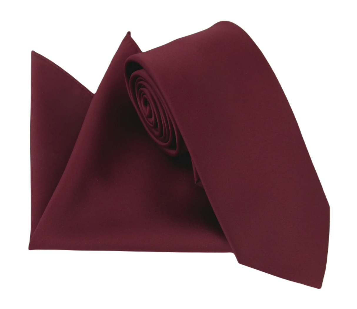 VAN BUCK Satin Wedding Tie & Pocket Square - Burgundy Wine