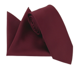 VAN BUCK Satin Wedding Tie & Pocket Square - Burgundy Wine