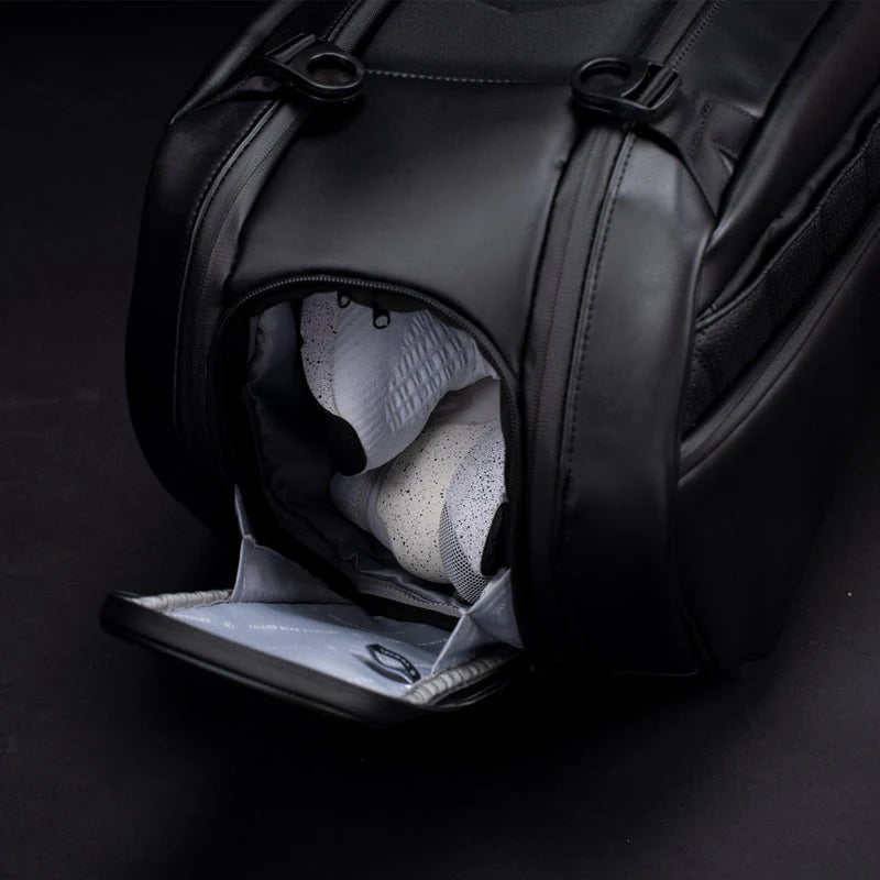 VESSEL Baseline 2.0 Tennis Racket Bag - Pebbled Black Shoe Compartment