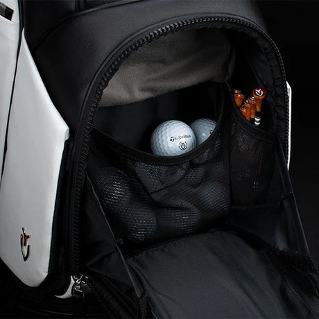 VESSEL Lux Prime Cart Golf Bag - Tour Styling Luxury Performance - White/Black