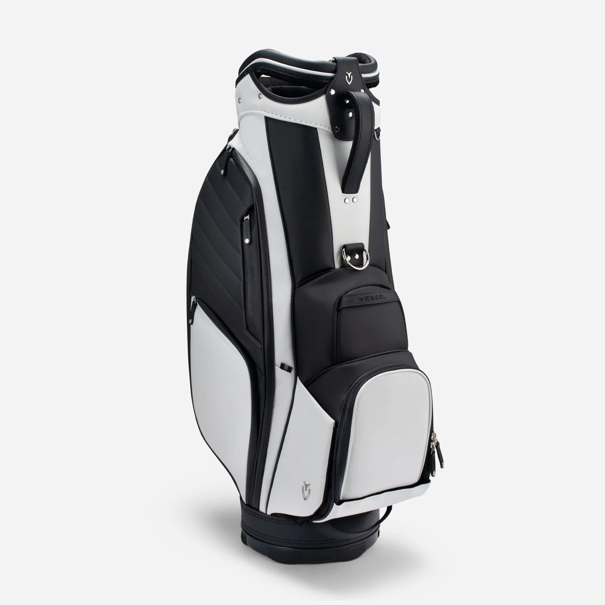 VESSEL Lux Prime Cart Golf Bag - Tour Styling Luxury Performance - White/Black