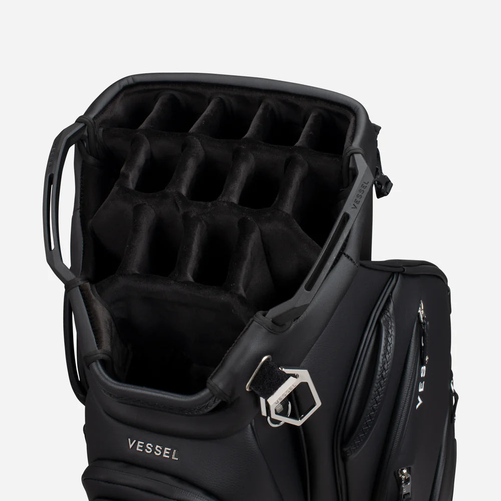 VESSEL Lux Pro Cart II Golf Bag - Pebbled Black 15 Way Divider Top