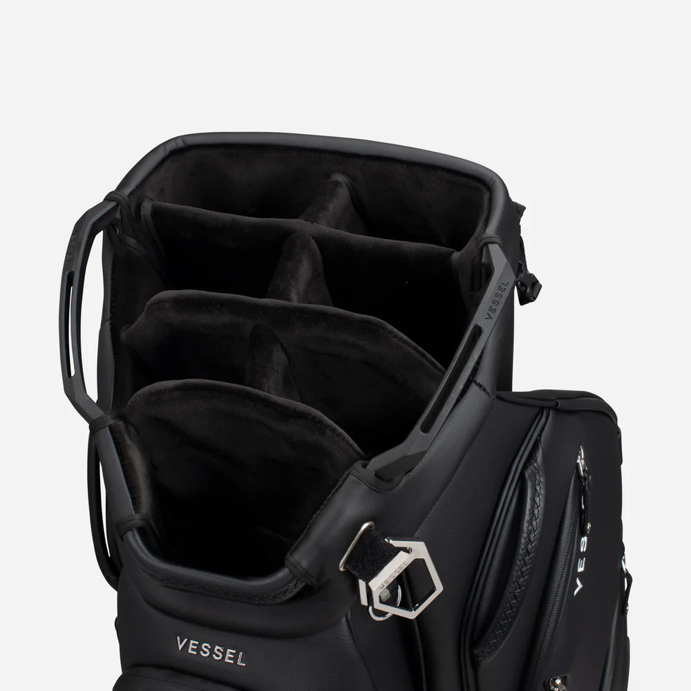 VESSEL Lux Pro Cart II Golf Bag - Pebbled Black 7 Way Divider Top