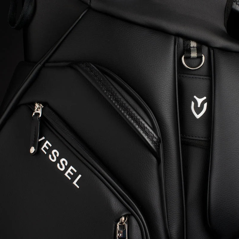 VESSEL Lux Pro Cart II Golf Bag - Pebbled Black Close Up