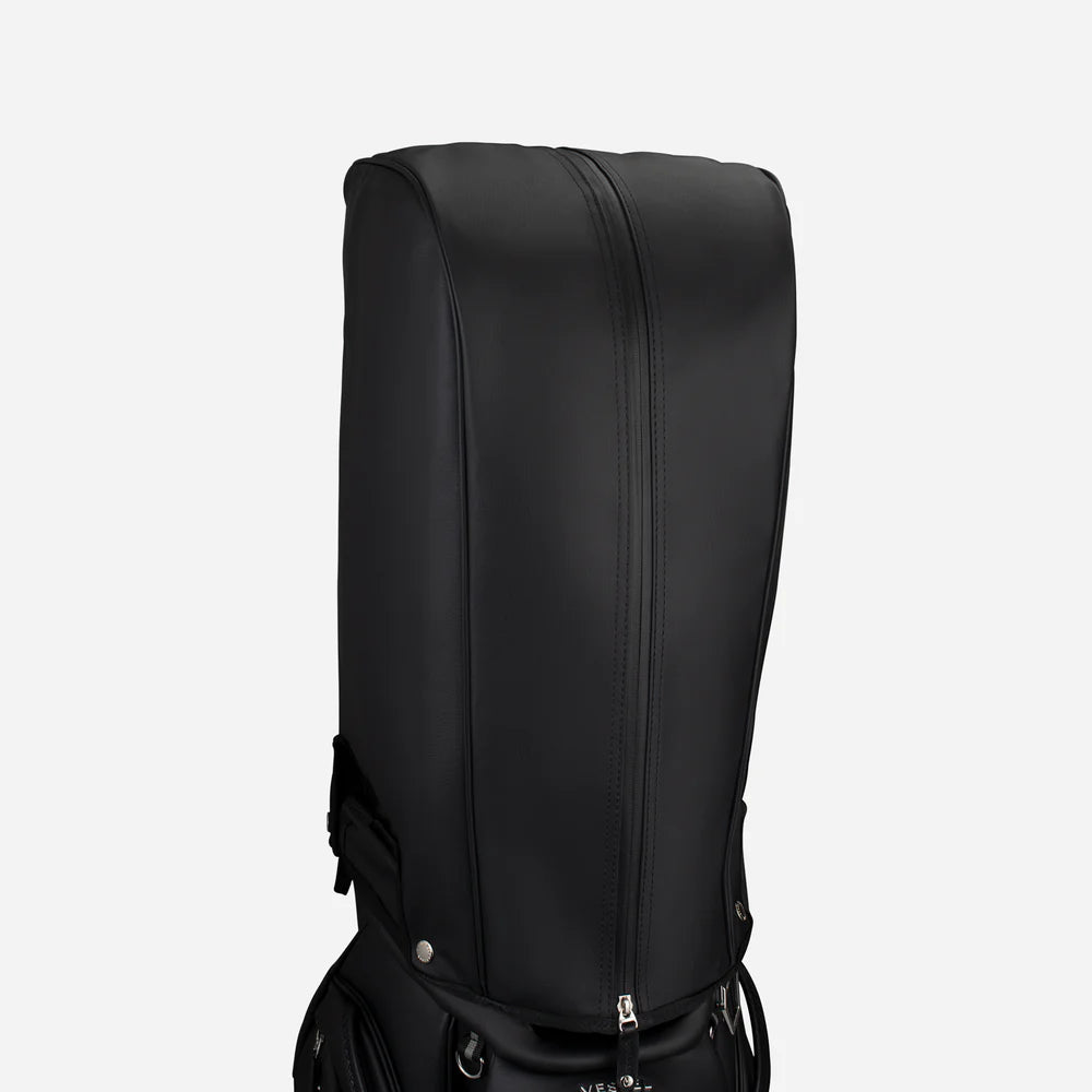 VESSEL Lux Pro Cart II Golf Bag - Pebbled Black Rain Hood