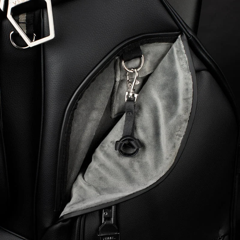 VESSEL Lux Pro Cart II Golf Bag - Pebbled Black Valuables Pocket