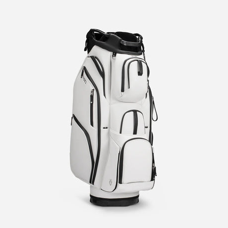 VESSEL Lux Pro Cart II Golf Bag - Pebbled White Angle