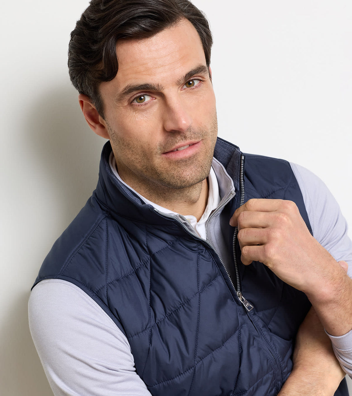 Peter Millar Walker Hybrid Gilet in Navy - fabric detail