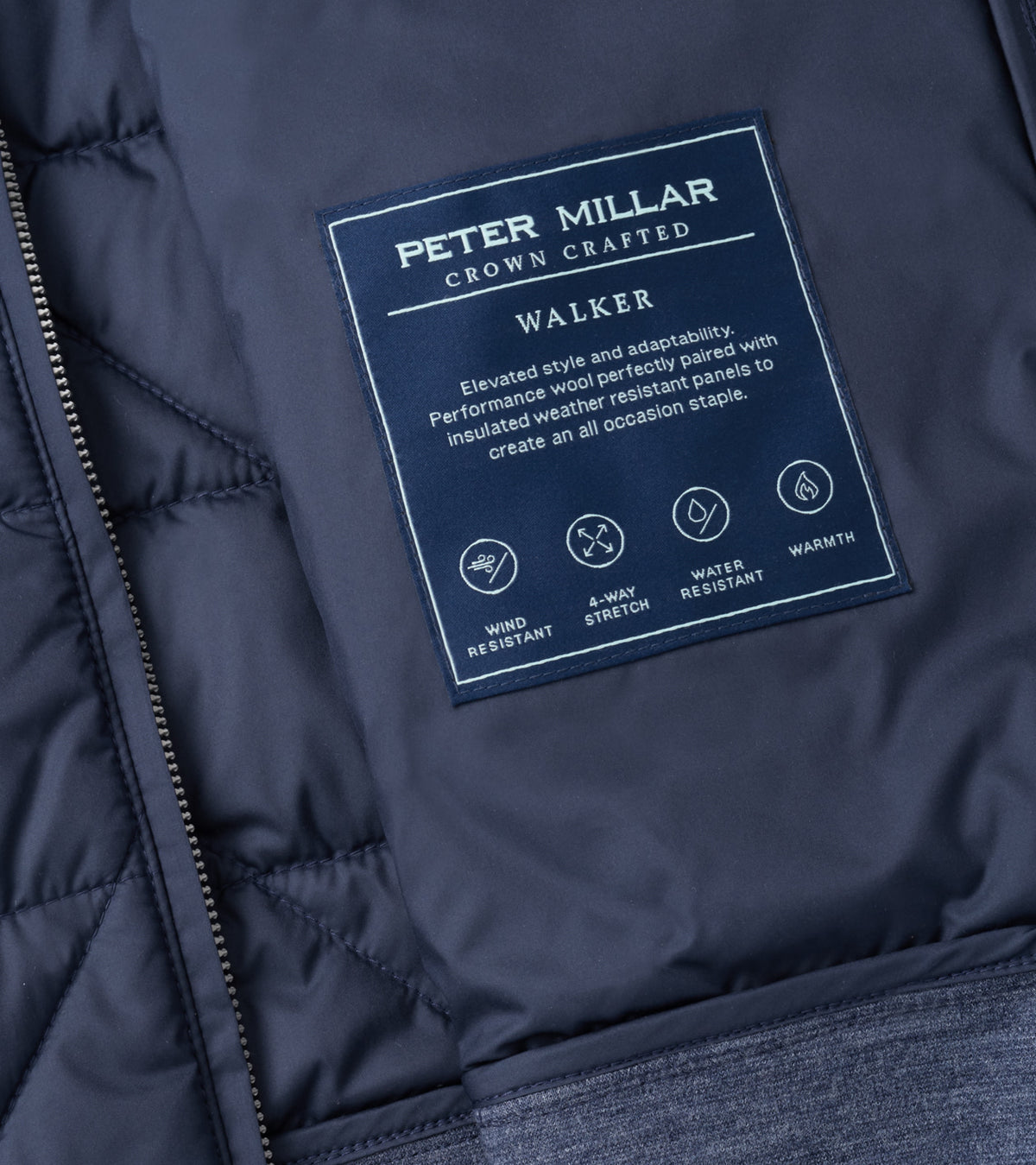 Peter Millar Walker Hybrid Gilet in Navy - interior