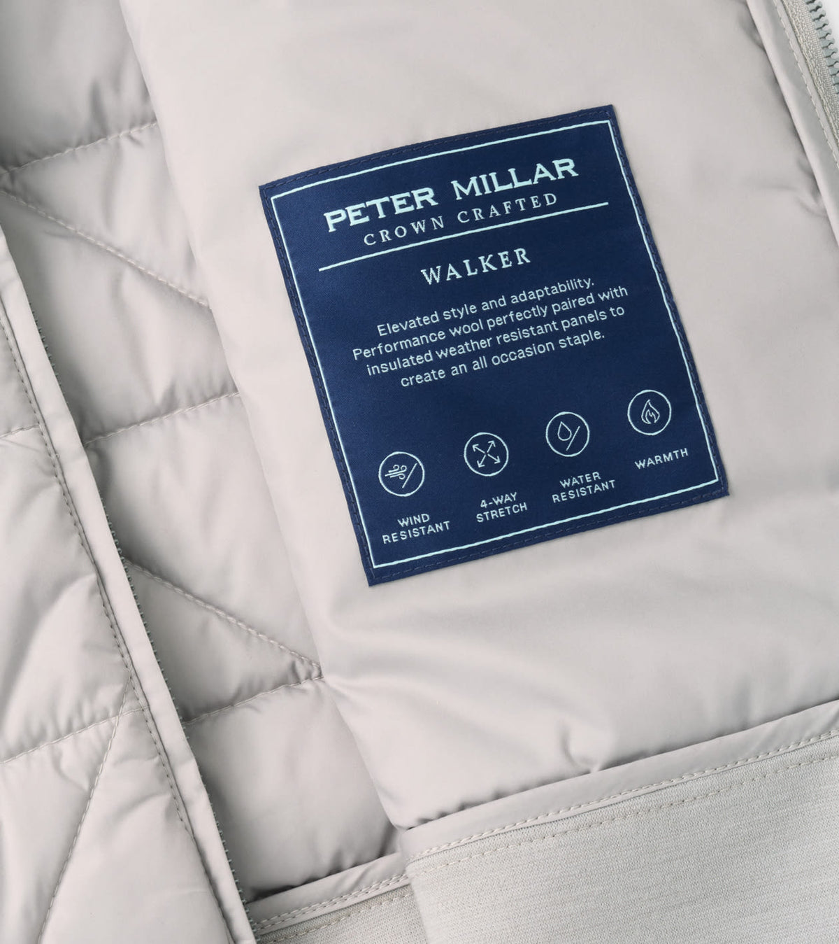 Peter Millar Walker Hybrid Gilet in Silver Strand - interior