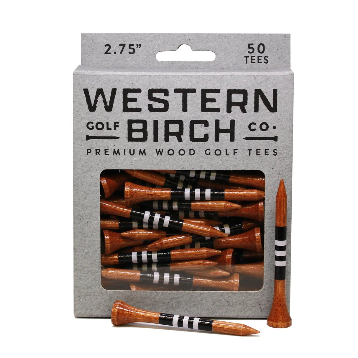 WESTERN BIRCH Signature Striped Premium Bamboo Golf Tees – 2¾" (70mm) - Challenger II