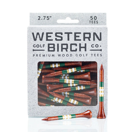 WESTERN BIRCH Signature Striped Premium Bamboo Golf Tees – 2¾" (70mm) - Continental
