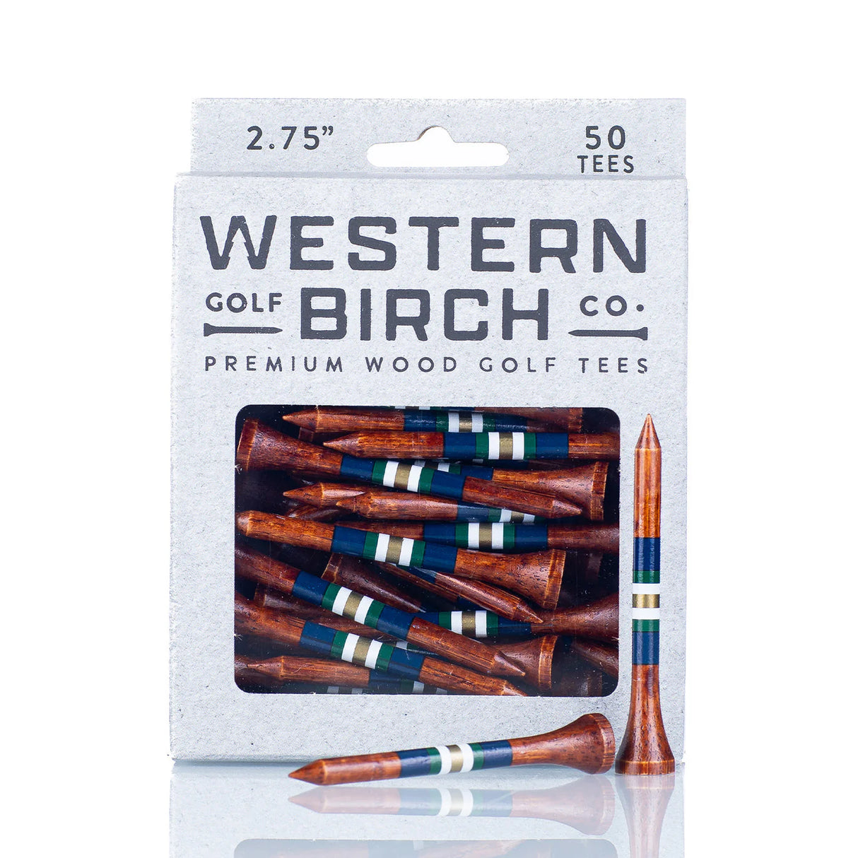 WESTERN BIRCH Signature Striped Premium Bamboo Golf Tees – 2¾" (70mm) - Cypress