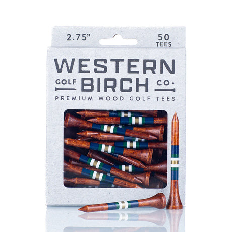 WESTERN BIRCH Signature Striped Premium Bamboo Golf Tees – 2¾" (70mm) - Cypress
