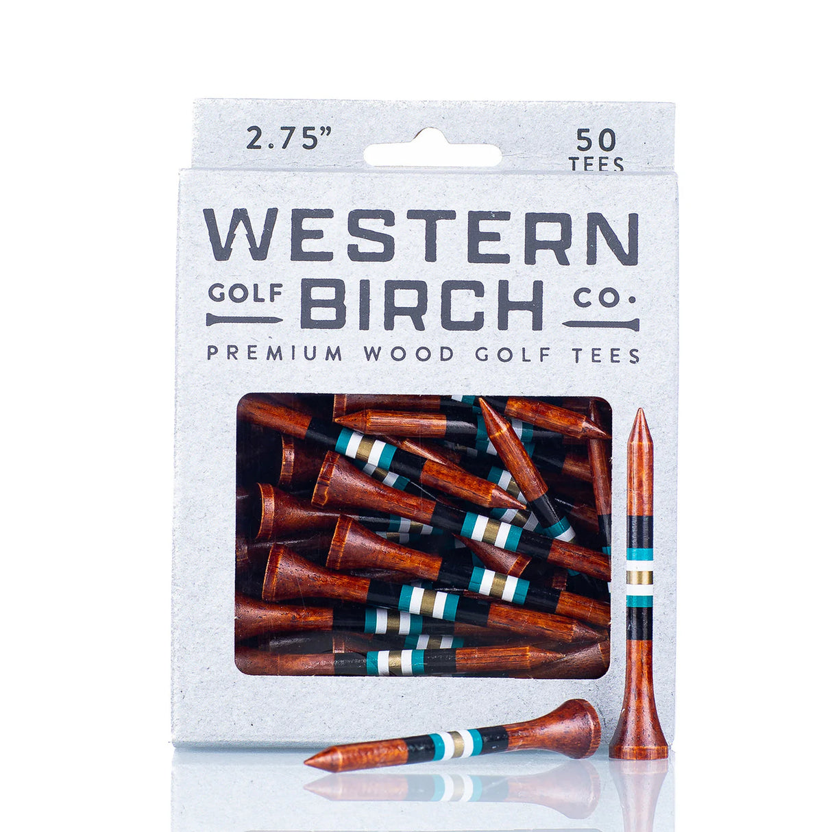 WESTERN BIRCH Signature Striped Premium Bamboo Golf Tees – 2¾" (70mm) - Diamondback
