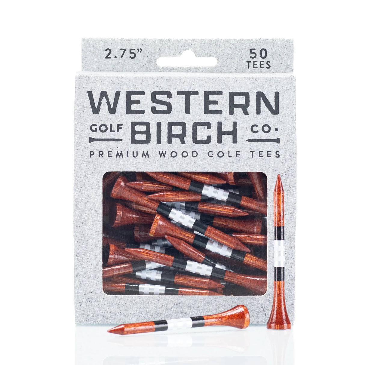 WESTERN BIRCH Signature Striped Premium Bamboo Golf Tees – 2¾" (70mm) - Thunderbird