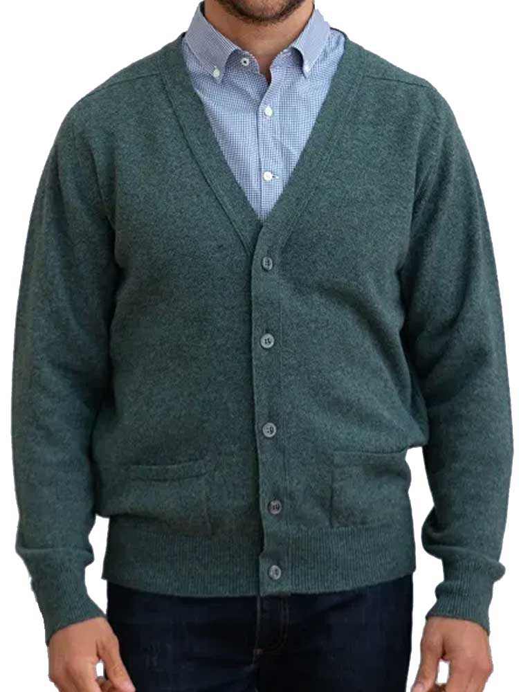 WILLIAM LOCKIE Cardigan - Mens Leven 2 Ply Lambswool - 21 Colour Options