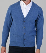 Load image into Gallery viewer, 50% OFF - WILLIAM LOCKIE Cardigan - Mens Leven 2 Ply Lambswool - Horizon Blue - Size: 46&quot;
