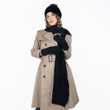 Women's black lace knitted set with marl yarn including gloves, scarf and hat
