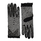Women's cotton crochet gloves in black - side by side