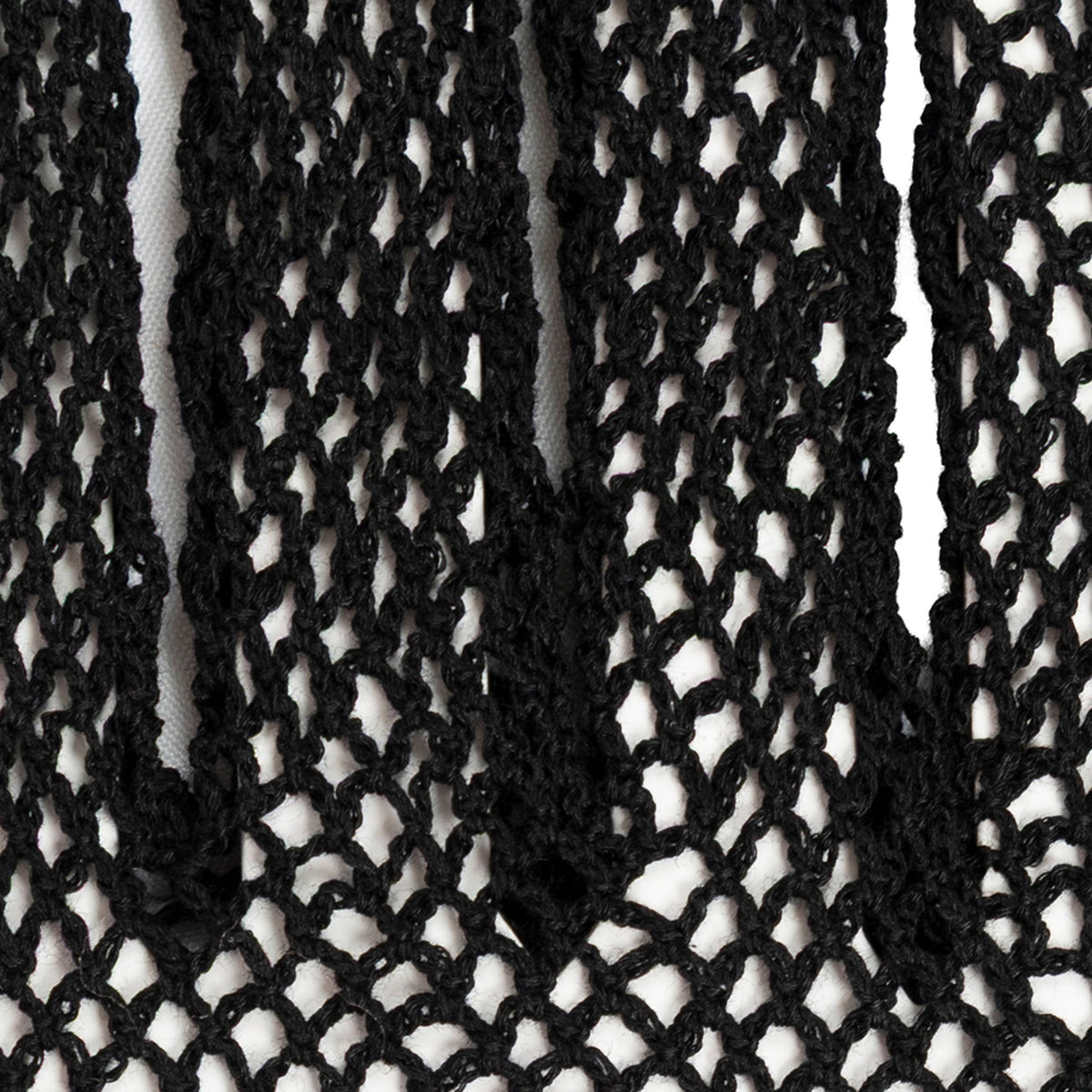 Women's cotton crochet gloves in black - close up of the fingers