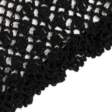 Women's cotton crochet gloves in black - close up of the edge of the cuff