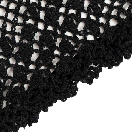 Women's cotton crochet gloves in black - close up of the edge of the cuff