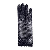 Women's cotton crochet gloves in navy - single glove
