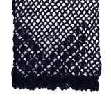 Women's cotton crochet gloves in navy - close up of the cuff