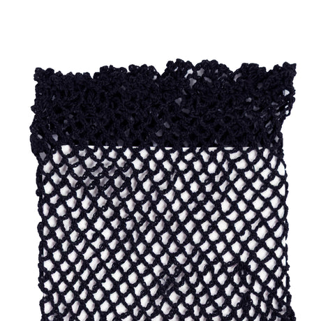 Women's cotton crochet gloves in navy - close up of the cuff