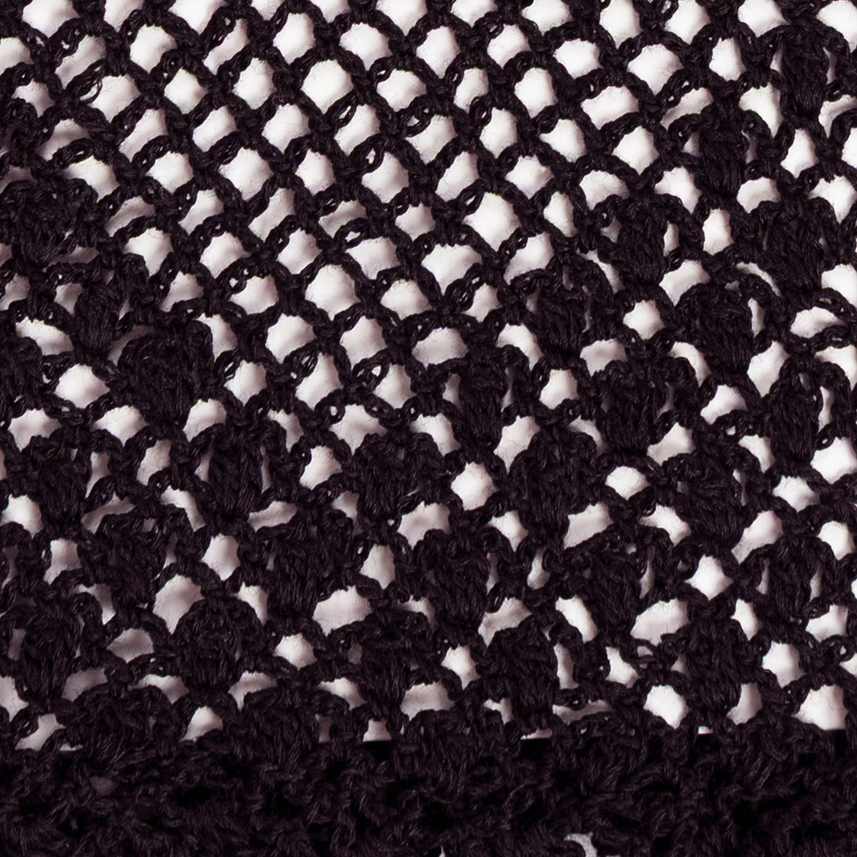 Women's cotton crochet gloves in navy - close up of the crochet near the end of the cuff