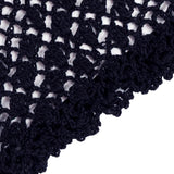 Women's cotton crochet gloves in navy - close up of the edge of the cuff