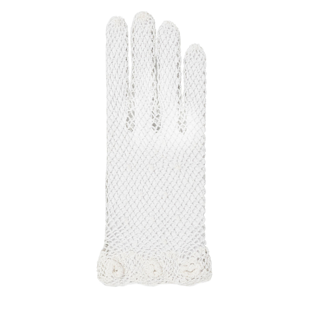 Women's cotton crochet gloves in white - single glove