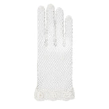 Women's cotton crochet gloves in white - single glove