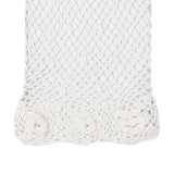 Women's cotton crochet gloves in white - close up of the cuff with details