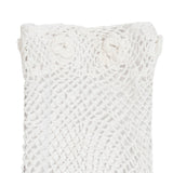 Women's cotton crochet gloves in white - close up of the palm side up
