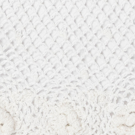 Women's cotton crochet gloves in white - close up of the fabric