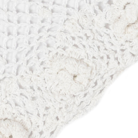 Women's cotton crochet gloves in white - close up of the edge of the cuff