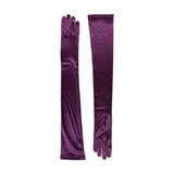 Women's long opera satin gloves in amethyst