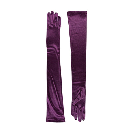 Women's long opera satin gloves in amethyst