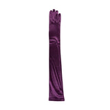 Women's long opera satin gloves in amethyst - single glove