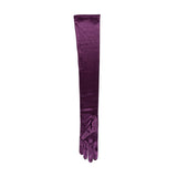 Women's long opera satin gloves in amethyst single glove