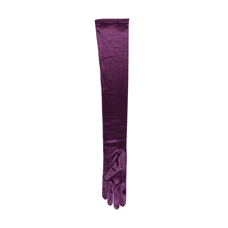 Women's long opera satin gloves in amethyst single glove