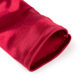 Women's long opera satin gloves in berry - open cuff