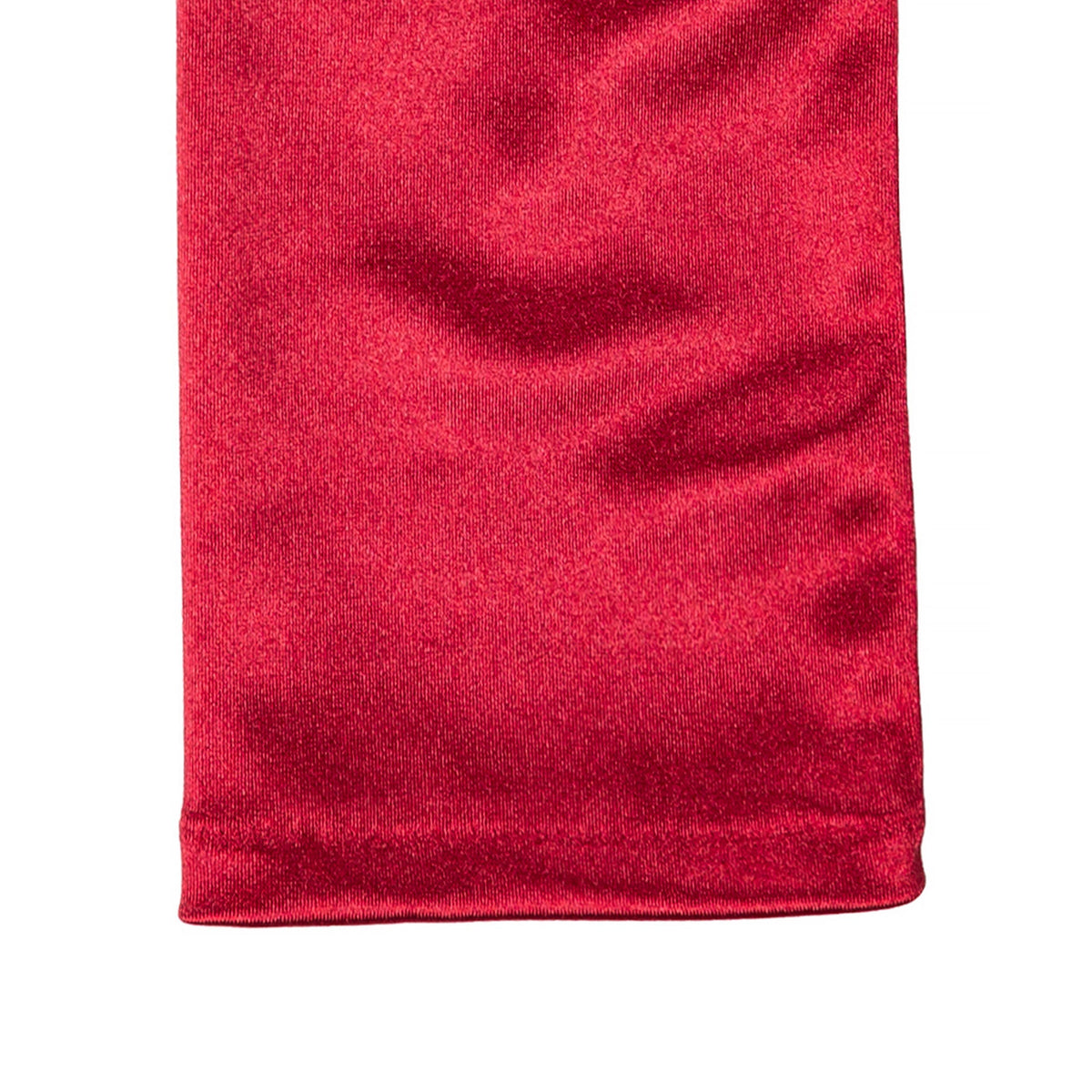 Women's long opera satin gloves in berry close up of the cuff